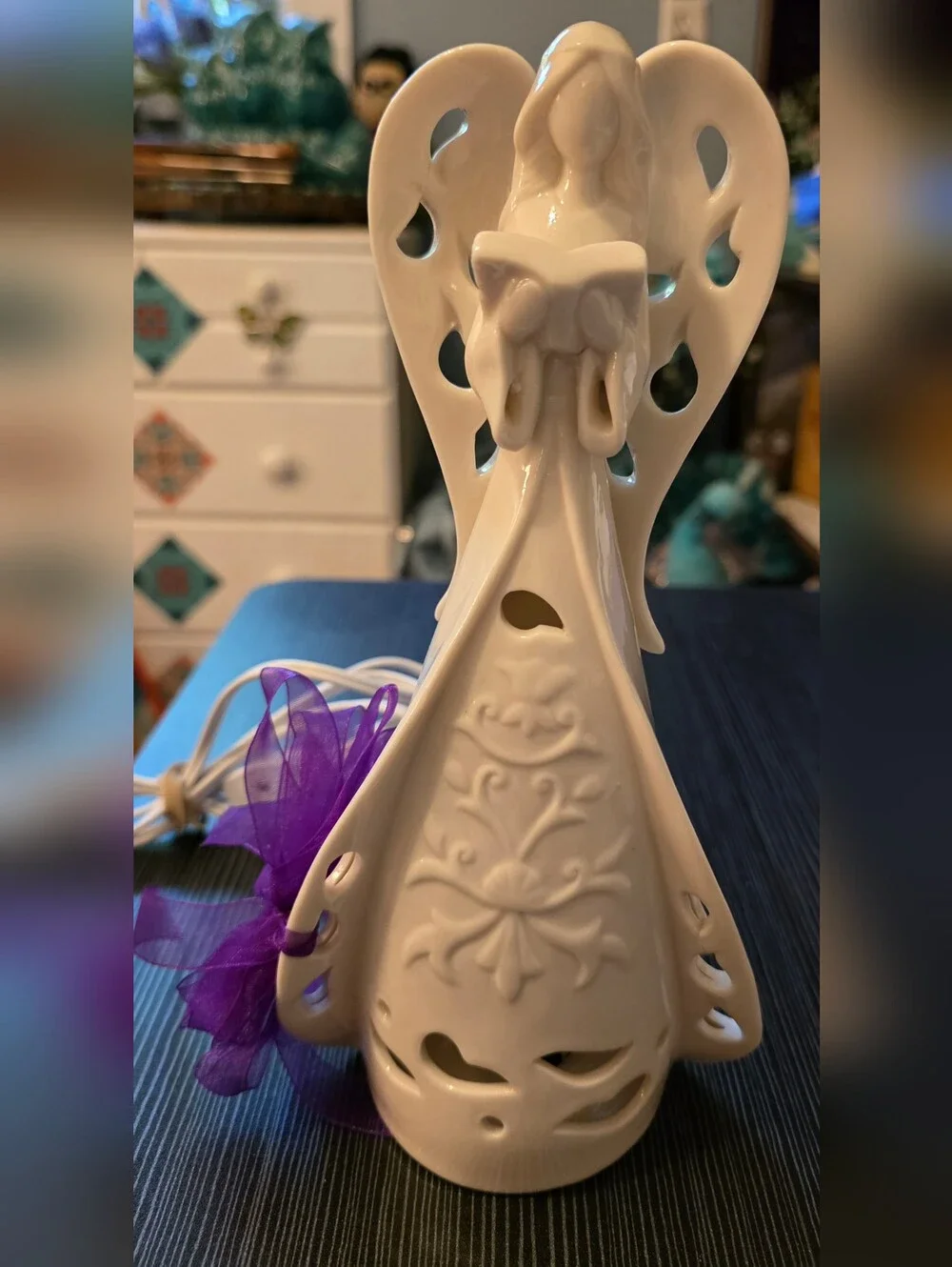 White Ceramic Angel Luminary - Home Accents